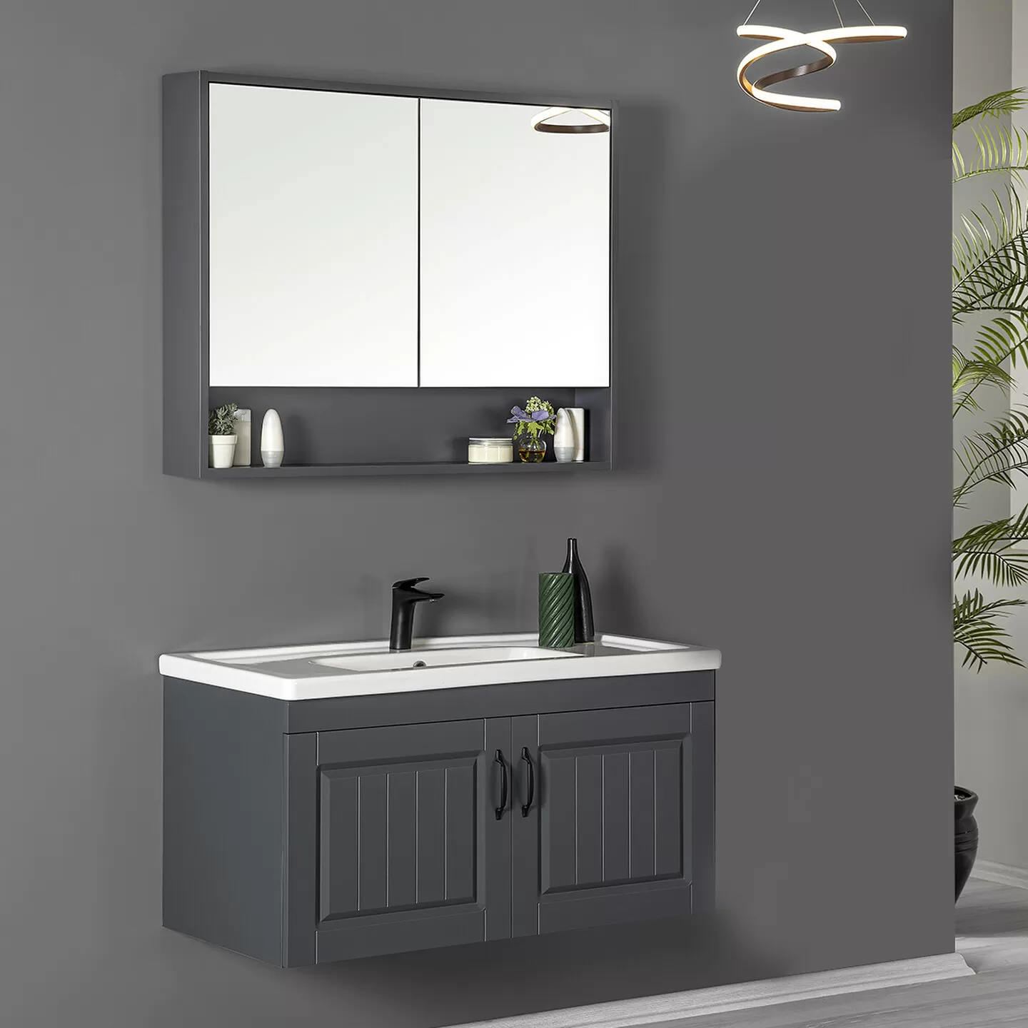ANTRASİT BANYO DOLABI