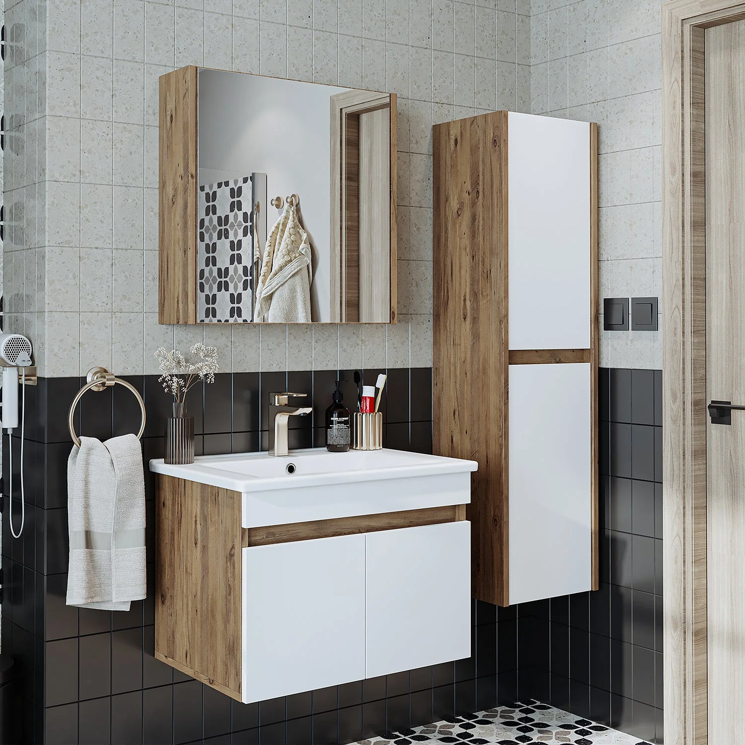 AHŞAP BANYO DOLABI